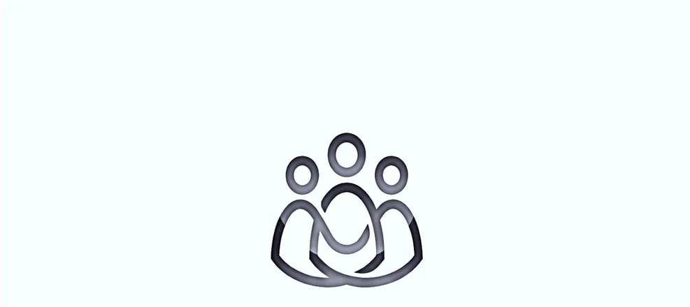 Outline icon of three people standing together with arms linked or overlapping