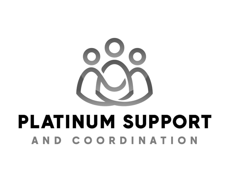 Platinum Support and Coordination logo featuring three connected people icon representing teamwork and collaboration